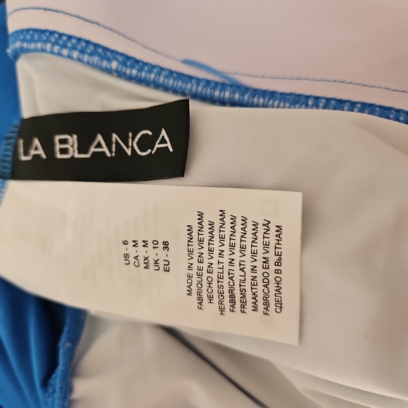 NWT La Blanca Blue Island Goddess Over the shoulder Twist Front Tankini top - Picture 14 of 16